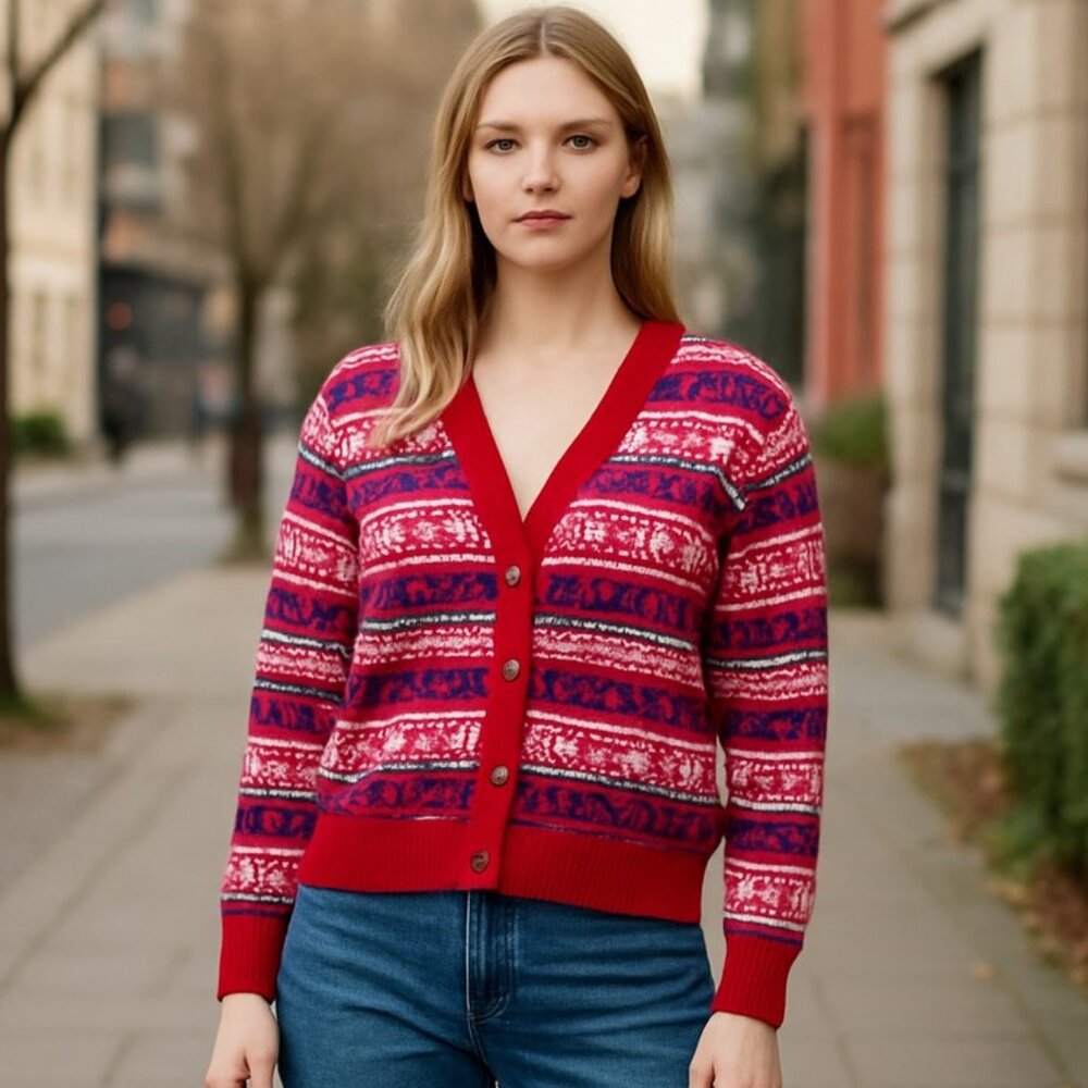 NWOT Lane Bryant Fair Isle Holiday Snowflake Cardigan Sweater